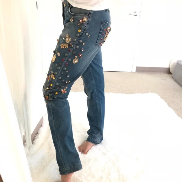 Dolce & Gabbana Blue Boyfriend Jeans with Colorful Embellishments - Picture 6 of 8